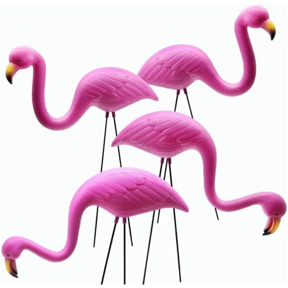 Set of 4, Small Pink Flamingo Yard Ornament/Mini Lawn Flamingo Ornament/Flamingo - Picture 1 of 6